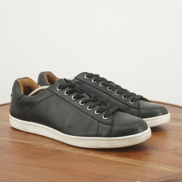 F#71 Vionic Baldwin Mens Sneakers Lace Up Shoes Black Leather Size 12 - Picture 1 of 12